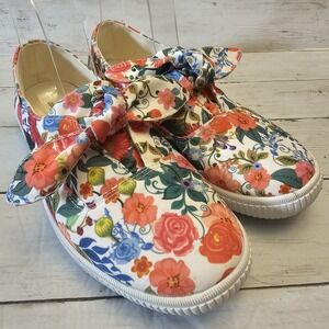 Comfortview Shoes Womens 11 M Floral Anzani Athletic Sneaker Slip On Bow Flats